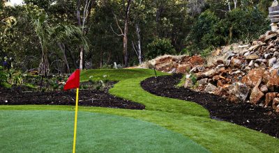 CCGrass Golf Putting Green Embellishes Courtyard Landscape