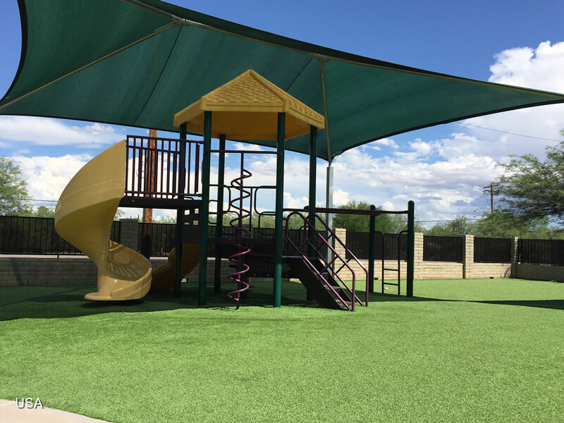 Artificial grass for playground in backyard