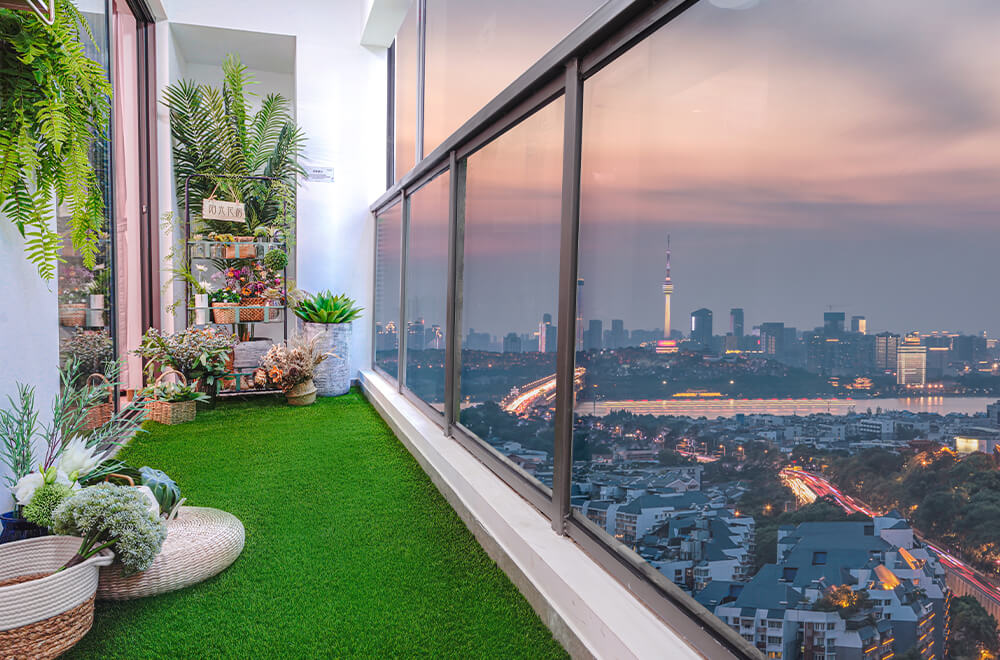 HEAVENLIKE BALCONY WITH ARTIFICIAL GRASS