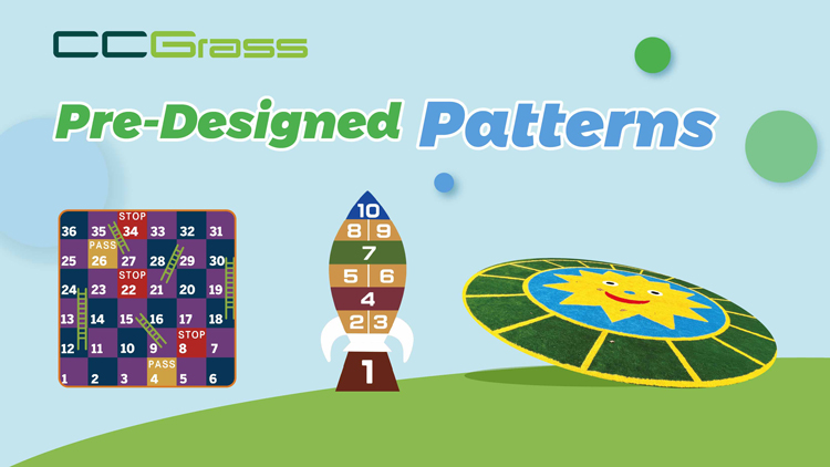 CCGrass, artificial grass for play area, pre-designed patterns