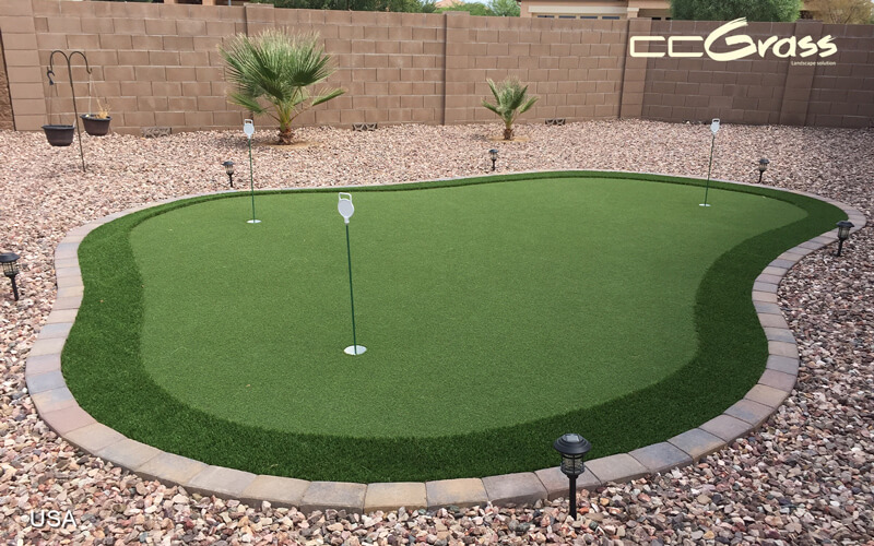 Artificial grass putting green at home