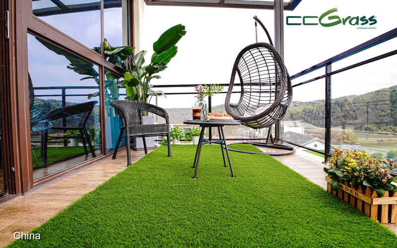 Create a cozy balcony oasis with artificial turf