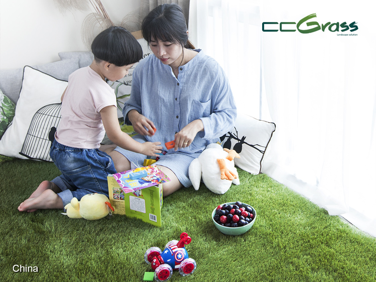 CCGrass, versatile artificial grass rugs enhance home corner